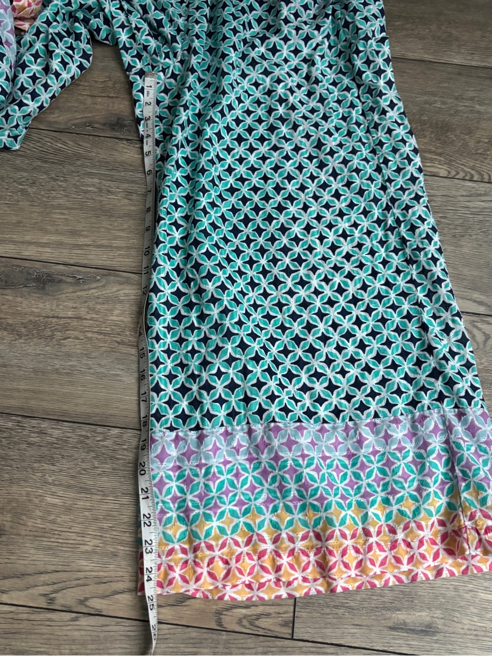 Anthropologie Wide Leg Boho Drawstring Cotton Pants Turquoise White Sz Large - Picture 10 of 13